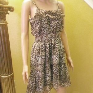 Spaghetti strap high low brown and cream dress M